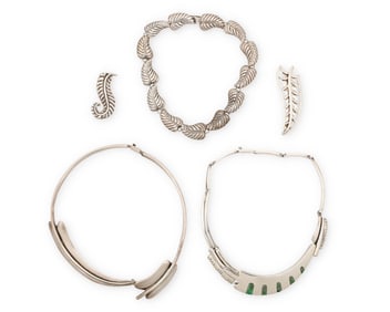 A group of Mexican silver jewelry