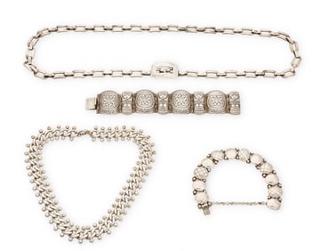 A group of Mexican silver jewelry including William Spratling