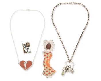 A group of silver and stone-set jewelry