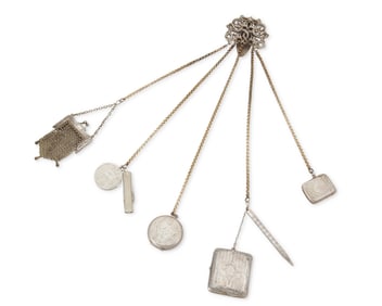 A vintage sterling silver chatelaine belt clip