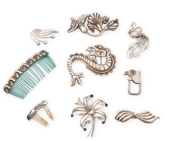 A group of Mexican silver jewelry