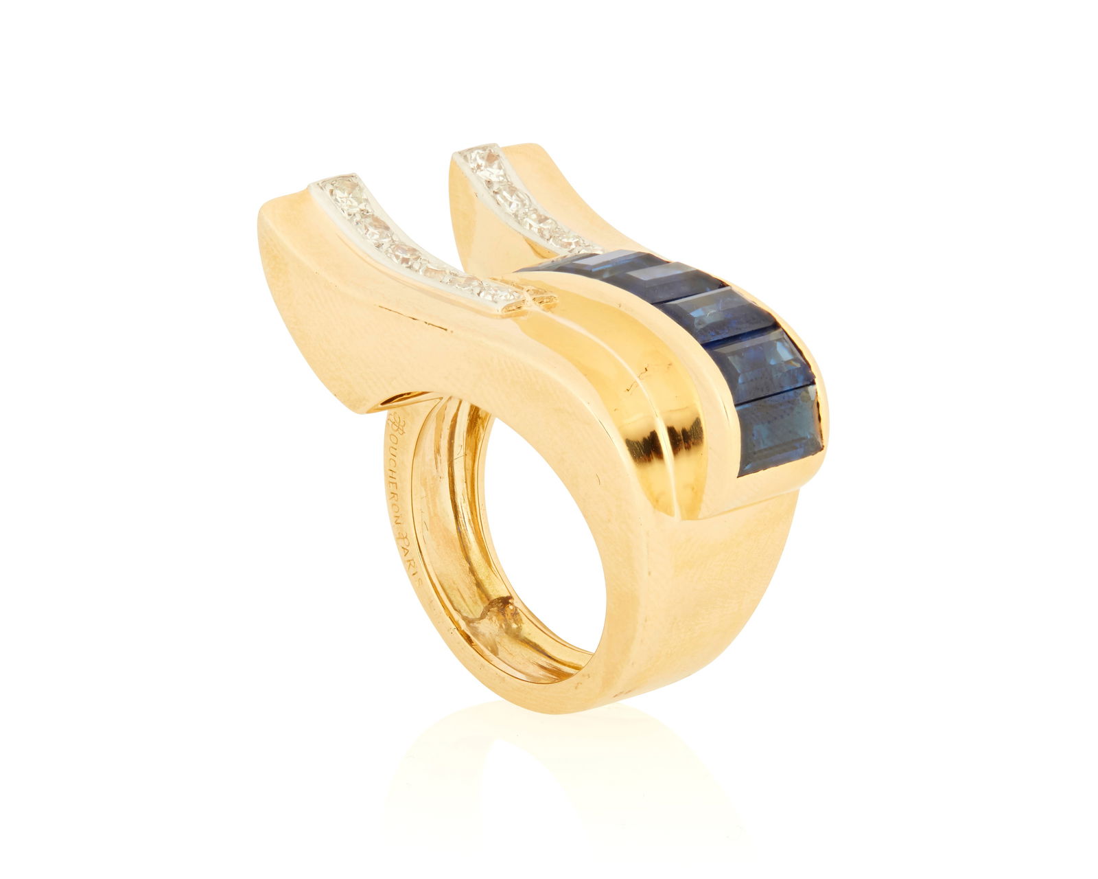 Boucheron: A Retro 18K Gold, Sapphire and Diamond Ring (1 of 4)