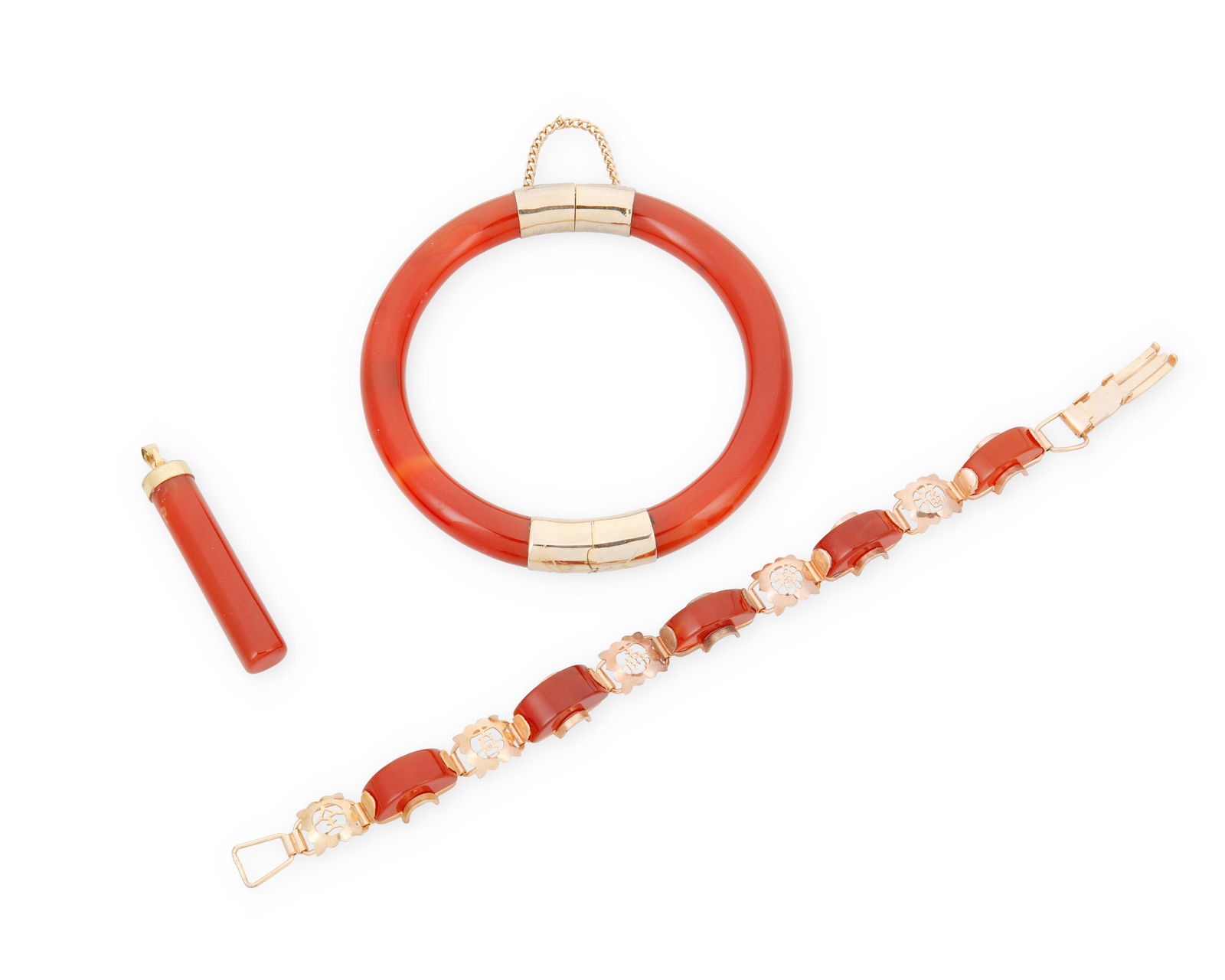 A Group of Red Jade Jewelry (1 of 2)