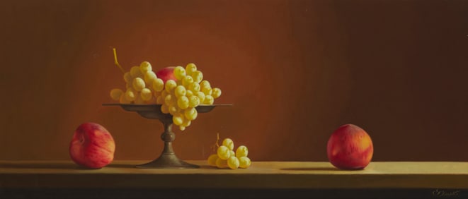 Gerald Stinski (1929-2015), Still life with grapes and peaches