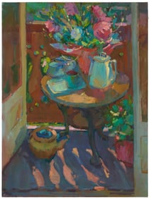 Sergei Bongart (1918-1985), Still life with flowers and a coffee pot