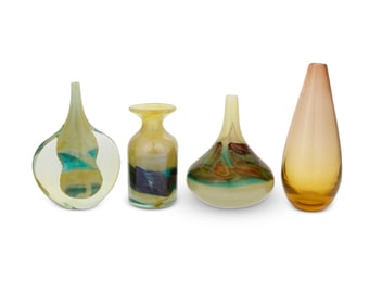 Three Mdina art glass vases