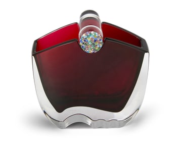 A Baccarat "Oceanie" red and clear glass vase