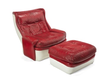 Michel Cadestin (b. 1942), An "Orchidee" armchair and ottoman for Airborne International, mid-20th