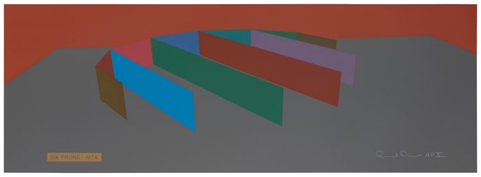 Ronald Davis (b. 1937), "Six Prong - Color," 1974, Screenprint in colors on wove paper, Image/Sheet: