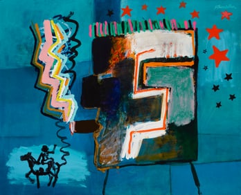 James Strombotne (b. 1934), Untitled, abstract, Oil on canvas, 32" H x 40" W