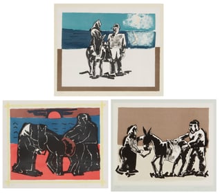 Josef Herman (1911-2000), Three lithographs in colors, 1974