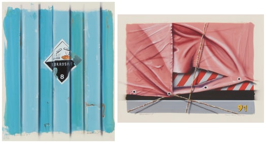 Peter Klasen (b. 1935), Two mixed media works on illustration board