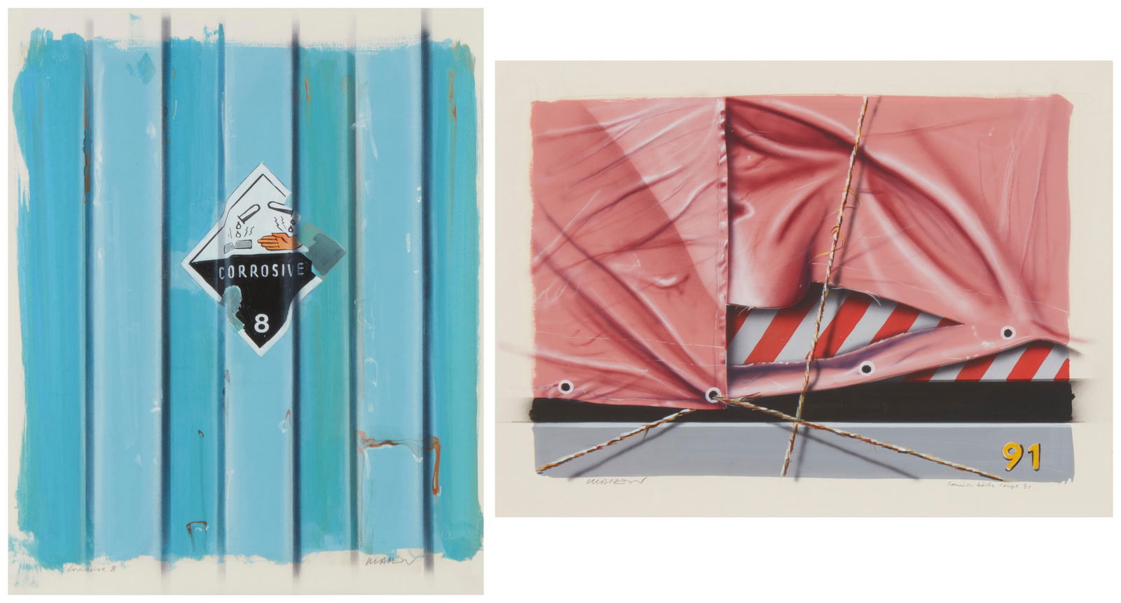 Peter Klasen (b. 1935), Two mixed media works on illustration board (1 of 12)