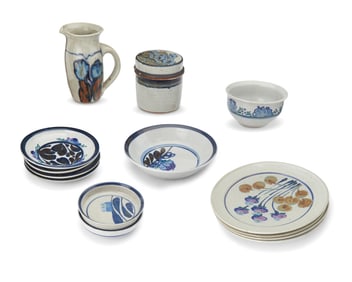 John Fassbinder (1931-2014), A group of stoneware crockery items, mid/late 20th century