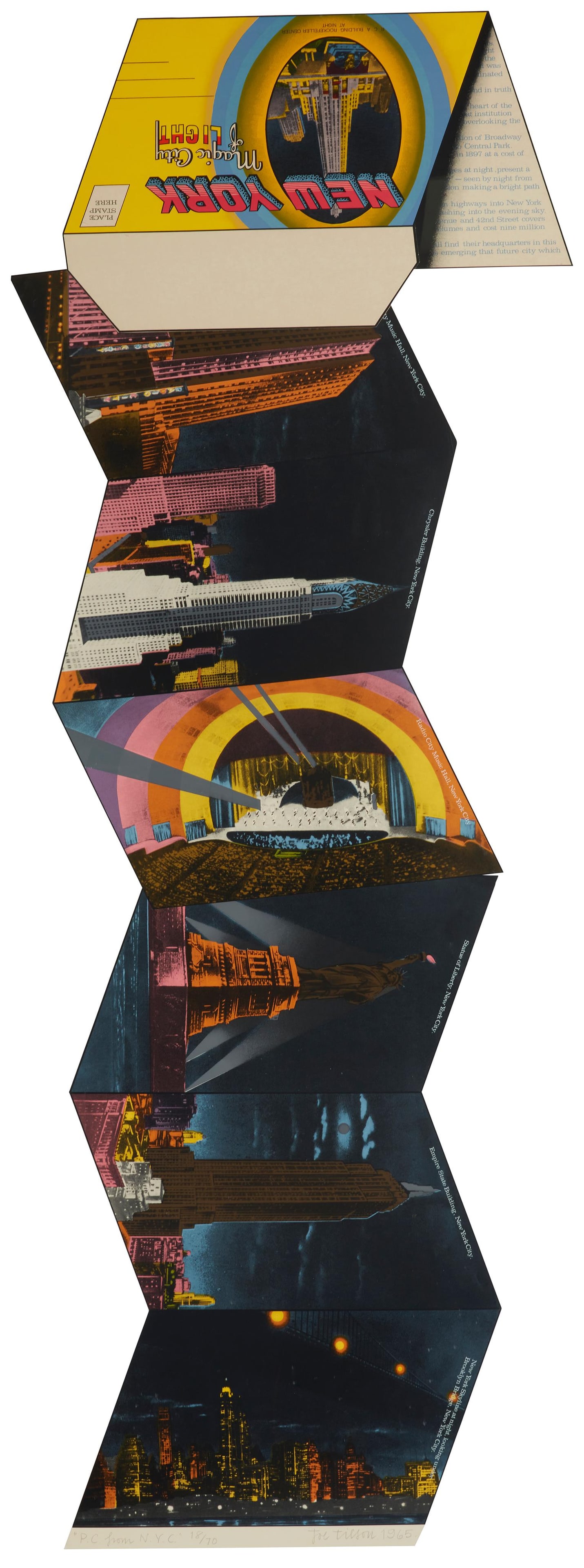 Joe Tilson (1928 - 2023), "P.C. from NYC," 1965, Screenprint in colors on two sheets of paper and (1 of 6)