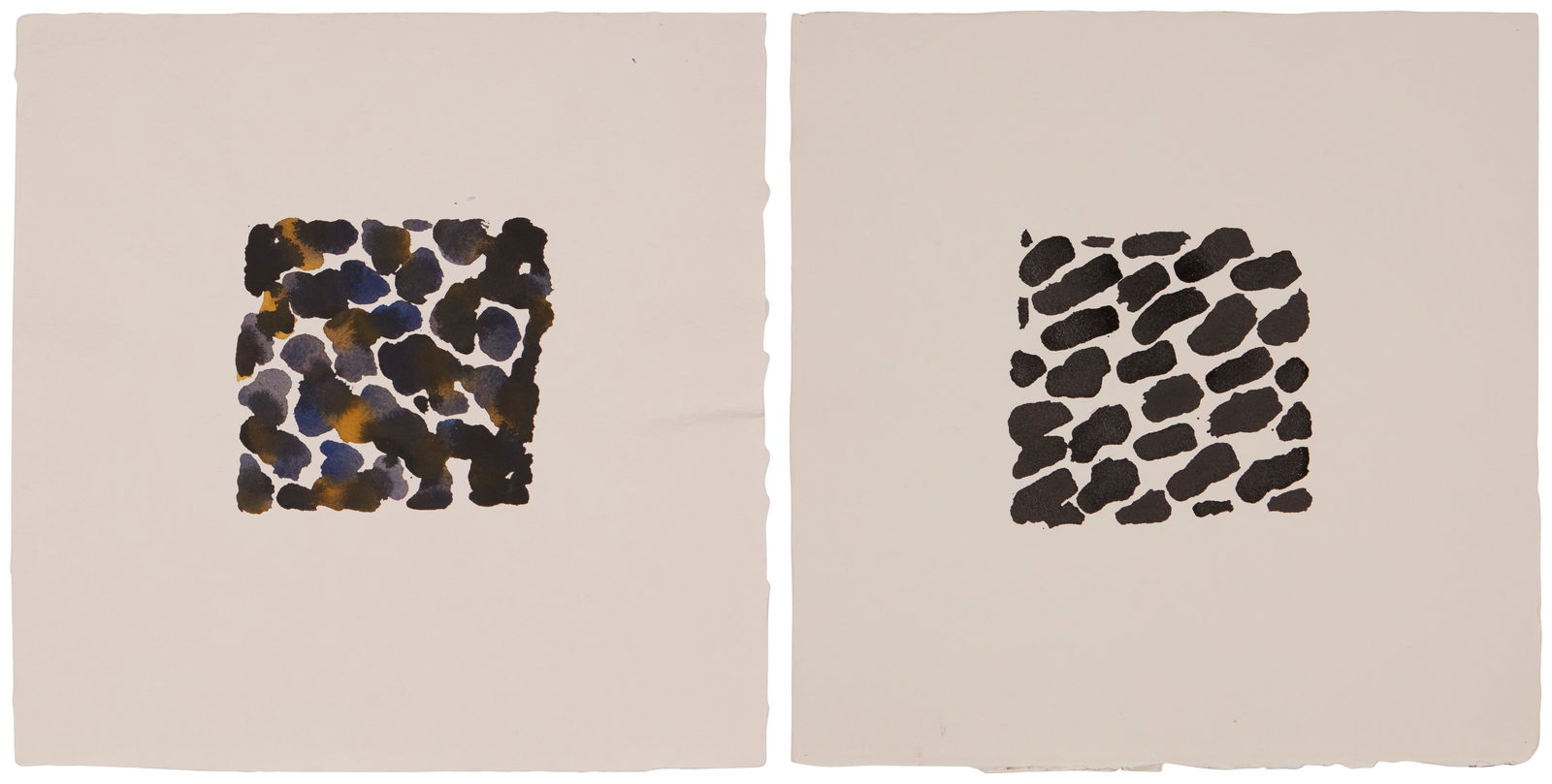 Jacqueline Humphries (b. 1960): Jacqueline Humphries (b. 1960)Two works:Untitled abstract, 1990Watercolor on thick wove paperSigned and dated in pencil, verso: J. HumphriesImage: 5.5" H x 6" W; 15" H x 14" W