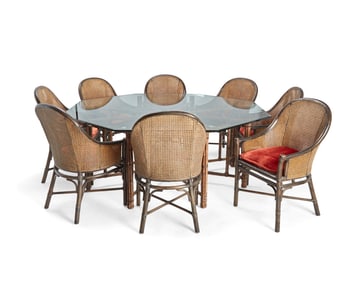 A McGuire bamboo dining set, Third quarter 20th century