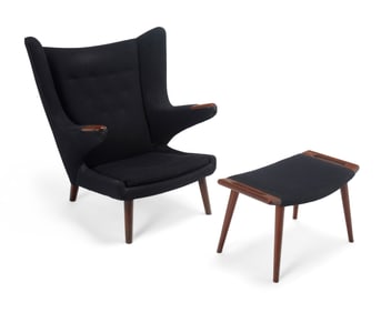 Hans Wegner (1914-2007), An AP-19 "Papa Bear" chair and ottoman for A.P. Stolen, mid-20th century;