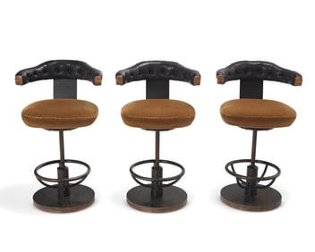 Three Howe London "Commander" barstools