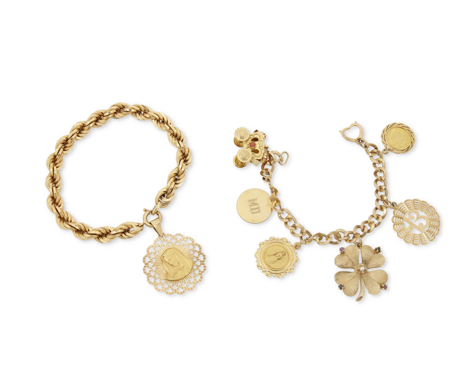 Two Gold and Gold-Filled Charm Bracelets (1 of 2)