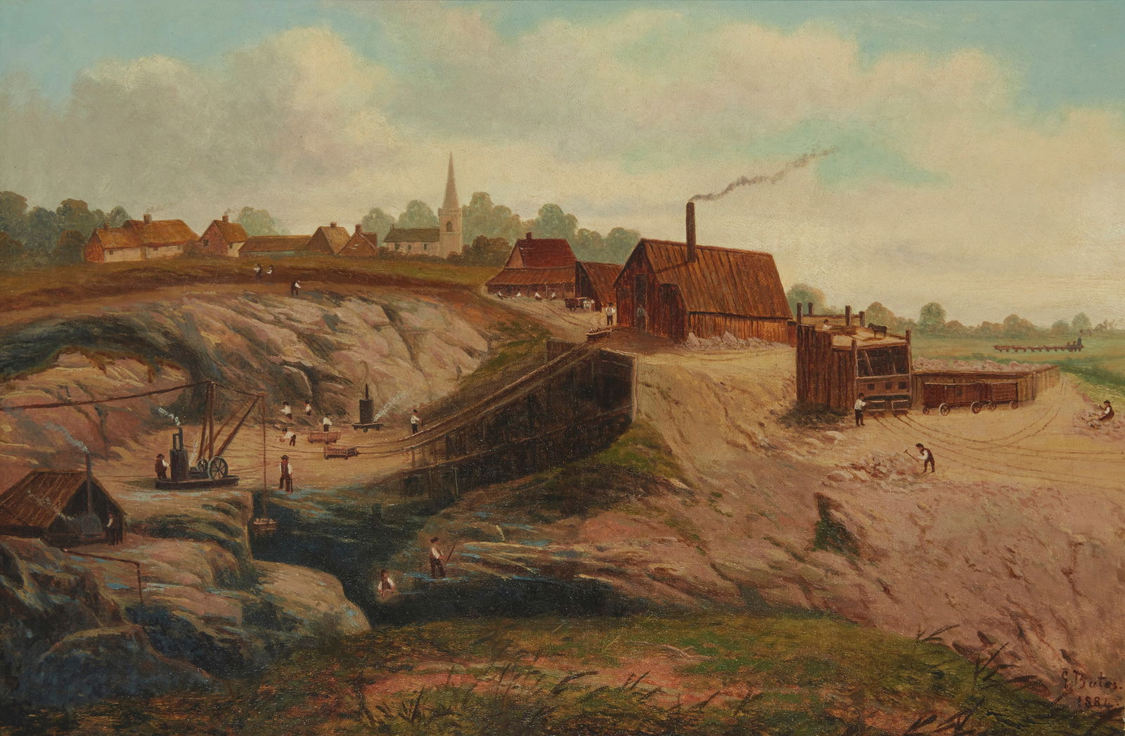 Bates (19th Century), Mining Scene, 1884 Auction