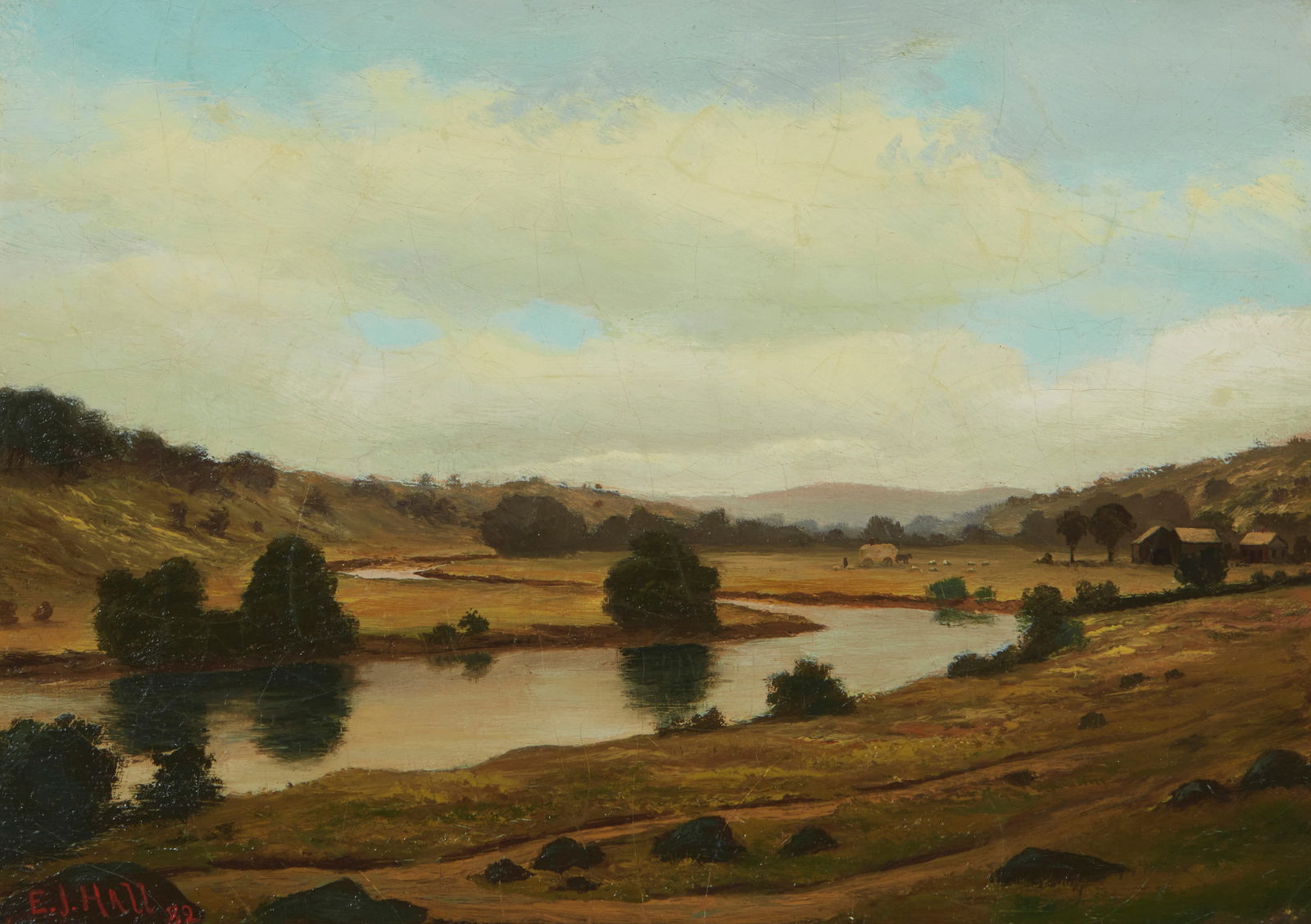 E.J. Hall (19th Century), River in a valley, 1882 (1 of 5)