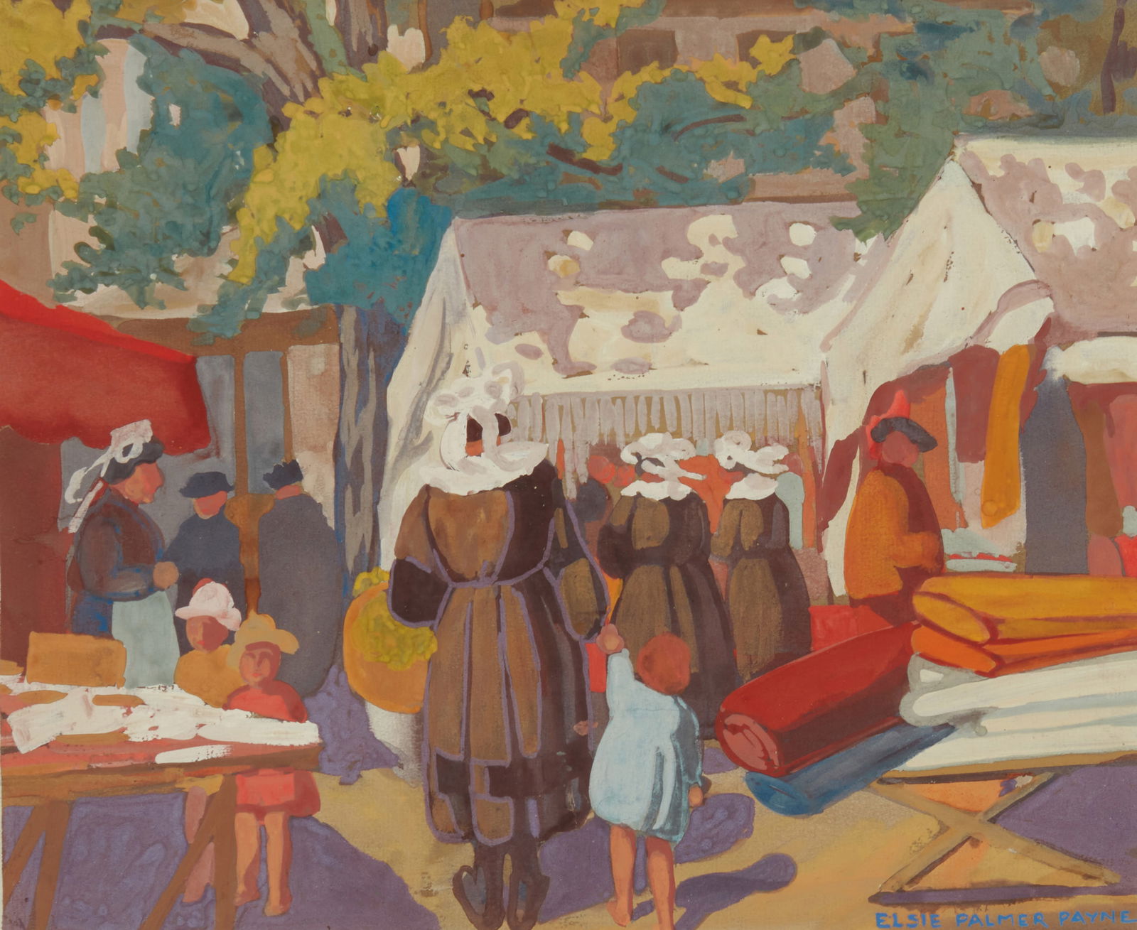 Elsie Palmer Payne (1884-1971), Market scene in Brittany (1 of 5)