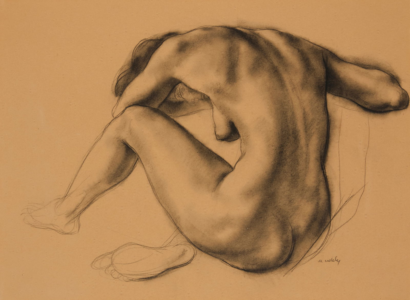 Francis De Erdely (1904-1959), Sitting nude: Francis De Erdely(1904-1959)Sitting nudeCharcoal on paperSigned lower right: de erdelySight: 17.25" H x 23.5" W