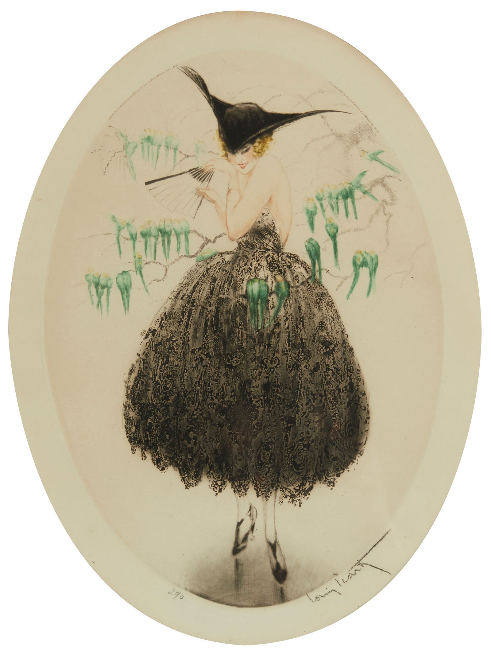 Louis Icart (1888-1950), "Green Parakeets," 1920 (1 of 8)