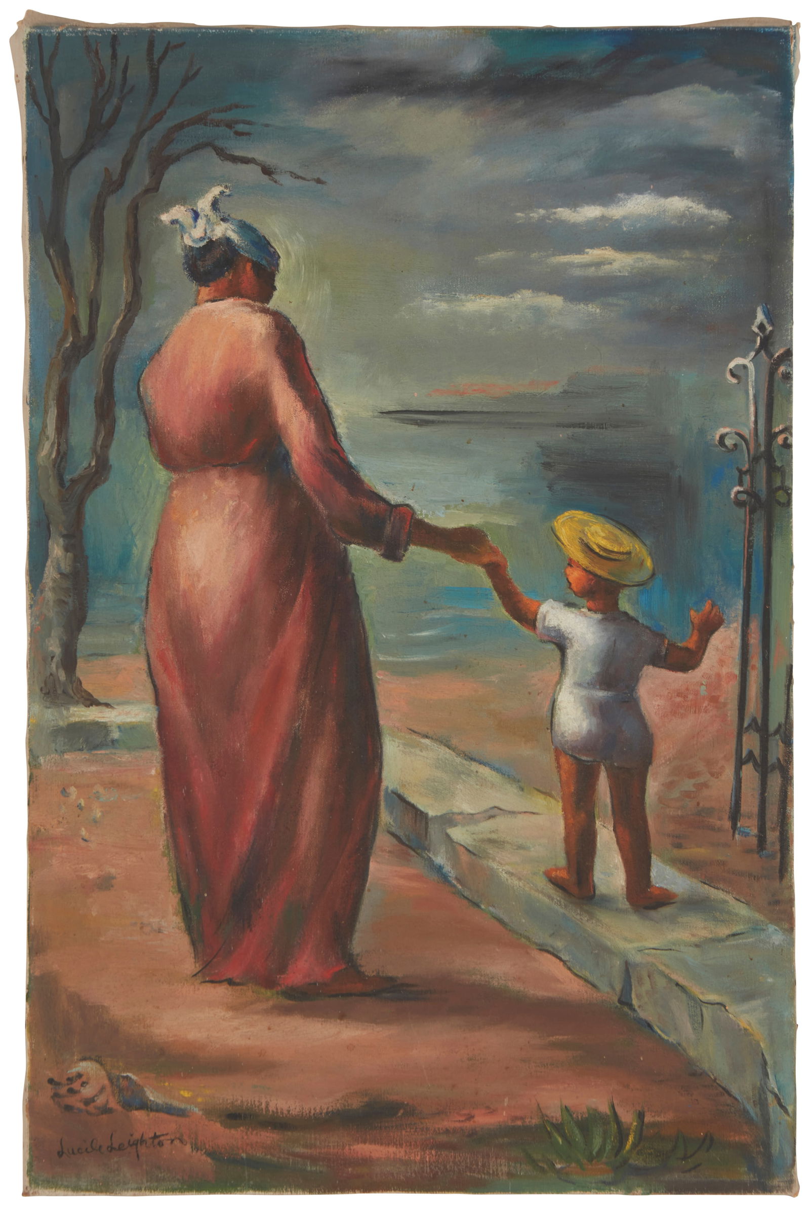 Lucile Leighton (1911-1983), Mother and child: Lucile Leighton(1911-1983)Mother and childOil on canvasSigned lower left: Lucile Leighton29.5" H x 19.5" W