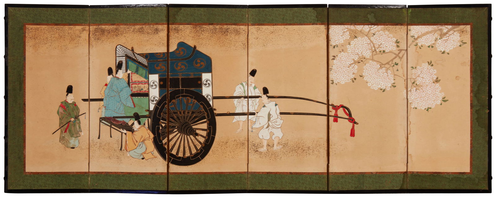 A small Japanese six-panel byobu screen (1 of 3)