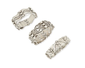 A Group of Mexican Sterling Silver Link Bracelets