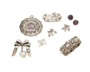 A Group of William Spratling Mexican Silver Jewelry