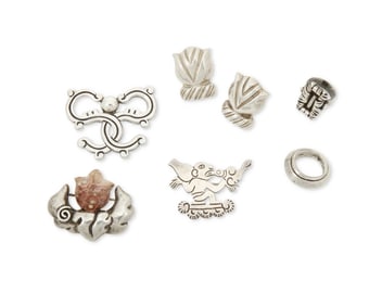 A Group of William Spratling Mexican Silver and Gem-Set Jewelry