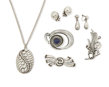 A Group of Margot de Taxco Mexican Silver Jewelry