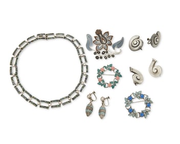 A Group of Margot de Taxco Mexican Silver Jewelry
