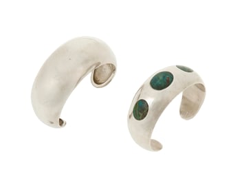 Two Mexican Sterling Silver Cuff Bracelets Including Antonio Pineda