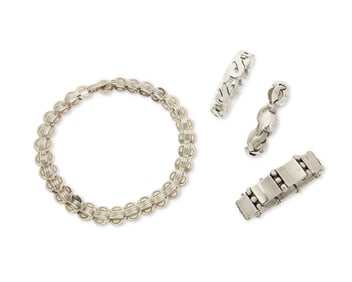 A Group of Hector Aguilar Mexican Silver Jewelry