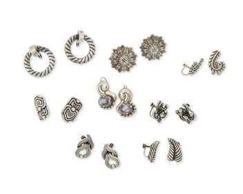 A Group of Los Castillo Mexican Sterling Silver Earrings