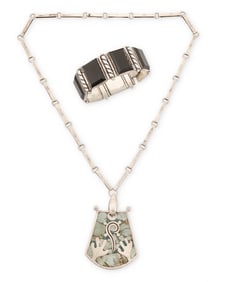 A Group of Stone-Set Mexican Silver Jewelry