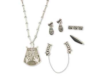 A Group of Mexican Sterling Silver Jewelry Items