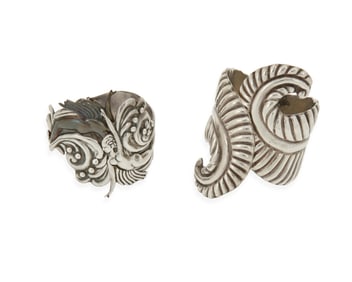Two Mexican Silver Cuffs