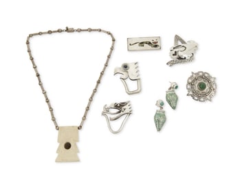 A Group of Mexican Silver Jewelry