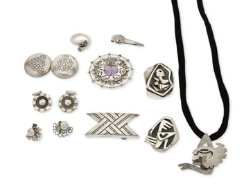 A Group of Mexican Silver Jewelry