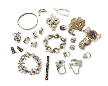 A Large Group of Mexican Silver Jewelry