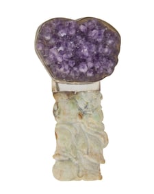 Rebecca Collins: A Sterling Silver, Jade, and Amethyst Brooch
