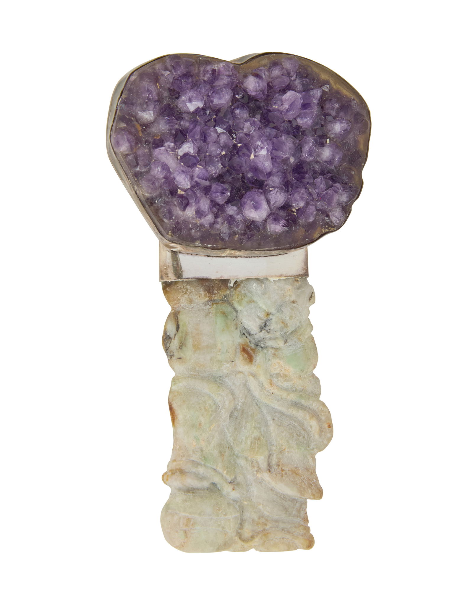 Rebecca Collins: A Sterling Silver, Jade, and Amethyst Brooch (1 of 2)