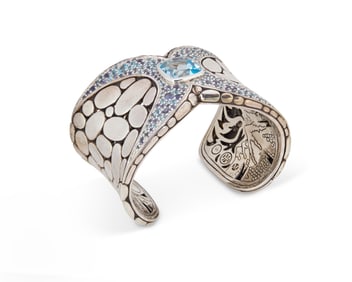 John Hardy: A Blue Topaz and a Sterling Silver Cuff Bracelet
