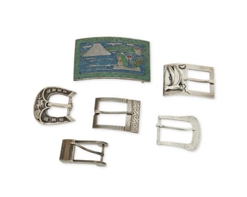 A Group of Silver Belt Buckles