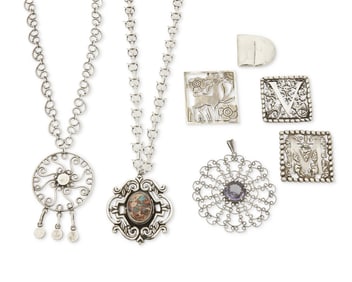 A Group of Mexican Silver Jewelry Including Bernice Goodspeed and Fred Davis